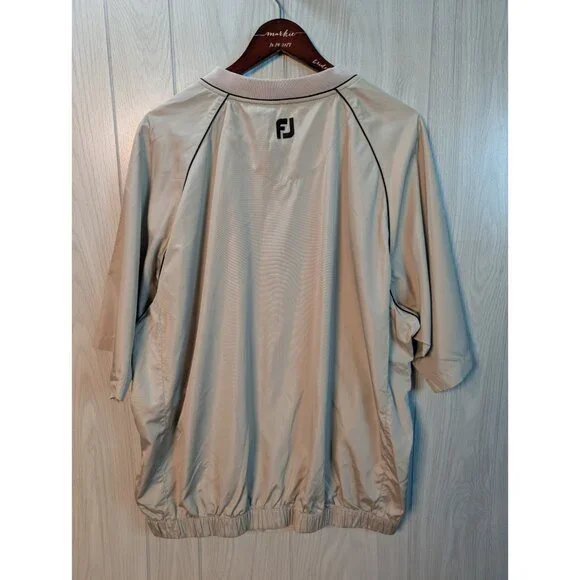 Footjoy Dryjoys Mens XL Pullover Beige V-Neck Golf Rain Jacket Windbreaker - Picture 2 of 6